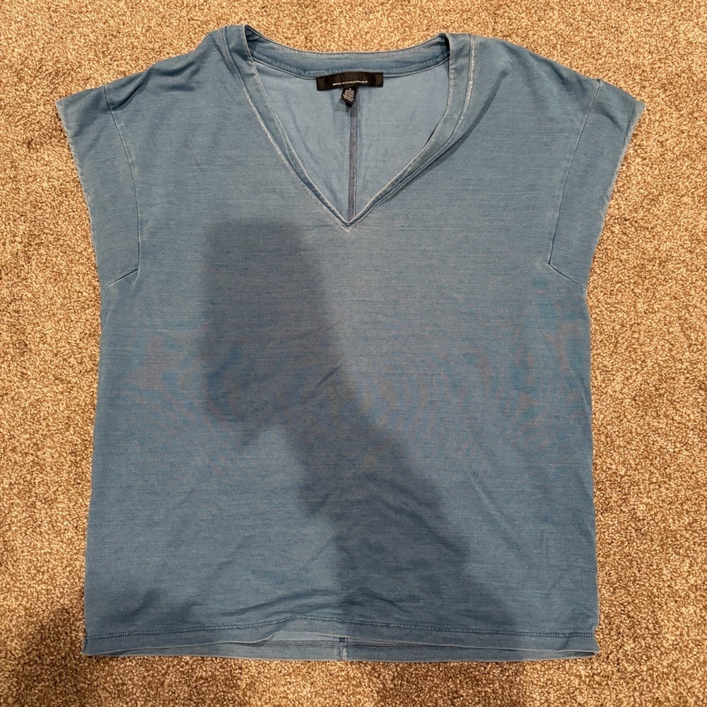 WHBM Blue V-Neck Cap Sleeve